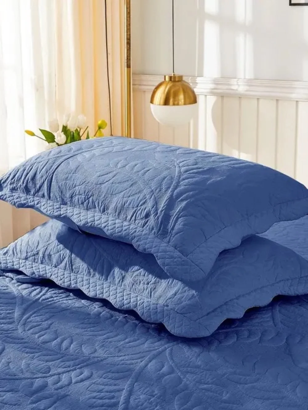 Blue Quilted Pillow Shams